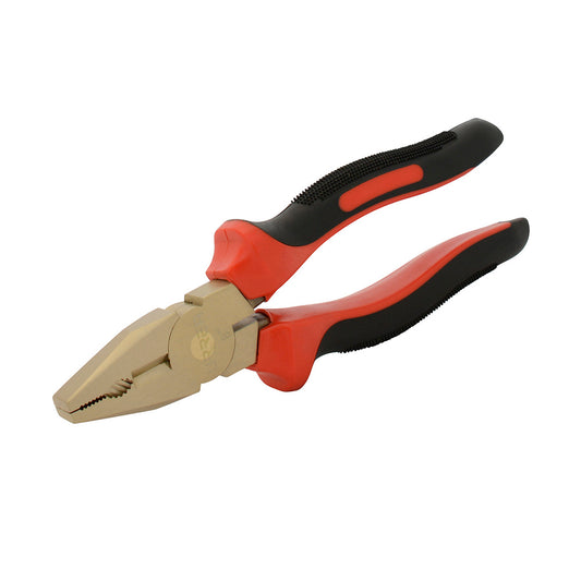 Pinza de bronce-aluminio antichispa con mango bimaterial 8", para electricista Urrea