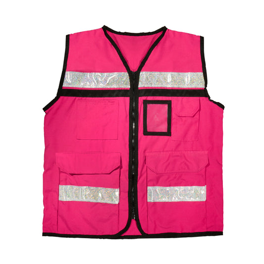 Chaleco de seguridad tipo supervisor cerrado con reflejante rosa G Urrea